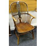 A good antique elm Windsor wheel back chair