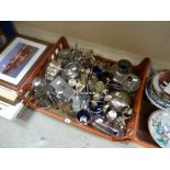 A crate of various mainly EPNS including cruet sets, teaware, trays ETC