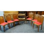 A set of 5+1 Brynmawr Furniture Makers dining chairs having shaped solid backs and bearing