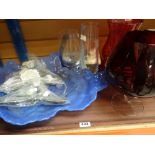 Dartington glass red glass vases, studio pottery vase ETC