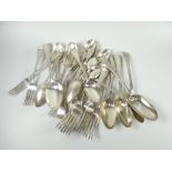 Quantity of solid silver cutlery to include spoons, forks, matched set, London 1835 and 1865 49 troy