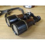 Pair of military leather binoculars