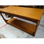 A modern G-Plan Long John coffee table with lower shelf