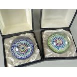 Two cased Whitefriars glass Millefiori paperweights