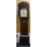 A Victorian inlaid mahogany encased painted dial maritime longcase clock bearing Roman numerals