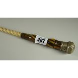 EPNS, glass and bone spiral swagger stick