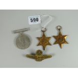Air Crew Europe Star, 1939-45 Star & 1939-45 medal in original box and letter from State for Air
