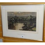 ALFRED FONTVILLE DE BREANSKI pastel - titled to mount 'Angling, Early Morning at Stratford-upon-