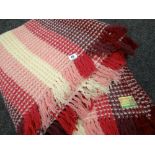 Welsh multi-coloured honeycomb waffle blanket with Brynkir label