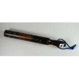 A George IV policeman's turned and ebonised truncheon painted with crest and 'GR IV' 35.5cms long