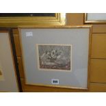 PAULINE S HALL artist's proof etching - entitled 'Three Cats', signed, 11.5 x 14cms