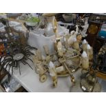 Collection of chandeliers, marble effect chandelier, various light fittings ETC