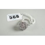 A GOOD MODERN WHITE METAL SET DIAMOND CLUSTER RING approximately 25 diamonds