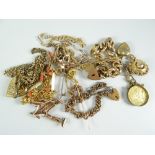 A PARCEL OF MIXED YELLOW METAL/GOLD JEWELLERY for prospective purchasers to view and scrutinise,