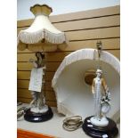 TWO CAPODIMONTE FIGURAL TABLE LAMPS, one with certificate