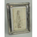 ATTRIBUTED TO L S LOWRY pen and ink and (believed) pastel sketch on a small old note book page - a