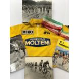 AN HISTORIC 1974 TOUR DE FRANCE WORN YELLOW JERSEY FOR LEGENDARY MOLTENI RIDER EDDY MERCKX