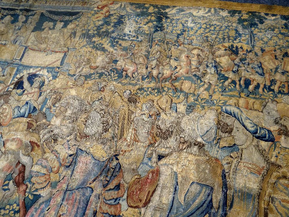 A 16th / 17th CENTURY VERDURE HISTORICAL BANQUETING-ROOM TAPESTRY of large proportions and depicting - Image 3 of 16