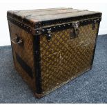 A LOUIS VUITTON ANTIQUE STEAMER TRUNK late 19th early 20th century, serial number 183907, bears