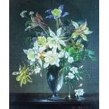 CECIL KENNEDY (1905 - 1997) oil on canvas - study of flowers in a glass vase, signed and entitled in