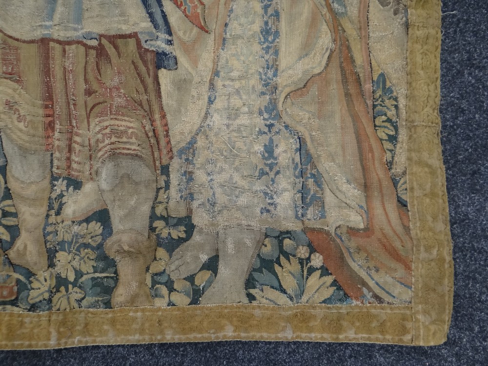 A 16th / 17th CENTURY VERDURE HISTORICAL BANQUETING-ROOM TAPESTRY of large proportions and depicting - Image 9 of 16