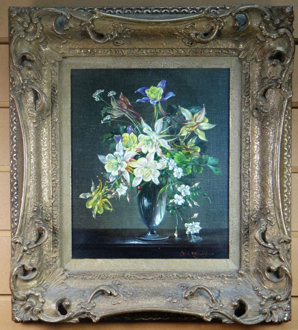 CECIL KENNEDY (1905 - 1997) oil on canvas - study of flowers in a glass vase, signed and entitled in - Image 2 of 11
