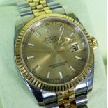 ROLEX OYSTER PERPETUAL DATEJUST GENTLEMAN'S WRISTWATCH with jubilee bracelet coming with box and