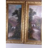 W COLLINS oils on board, a pair - waterfall and mountain scenes, signed, in good gilt frames, 85 x