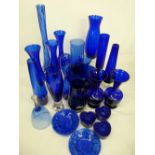 Collection of Bristol blue type glassware