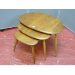 Ercol nest of three pebble shaped coffee tables