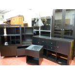 An excellent parcel of modern and stylish black ash effect lounge furniture