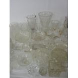 Collection of Victorian and later glassware including a cut glass mushroom lampshade