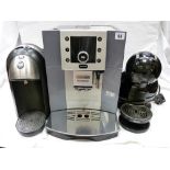 A Delonghi Perfecta Coffee machine and two further drinks machines E/T