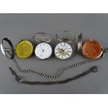 Two silver, pair cased key wind verge pocket watches including a George III example with white