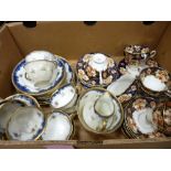 Gilt and cobalt decorated Victorian teaset and a Royal Albert 'Heirloom' part teaset