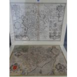 JOHN SPEED two antique maps - 'The Countye of Monmouth' with shire town described, hand coloured,