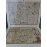 JOHN SPEED two 17th Century unframed maps - 'Caermarden', hand coloured and 'Cardigan Shyre',