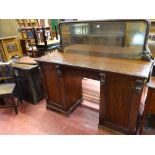 Victorian mahogany mirror backed kneehole sideboard for restoration, 153 cms wide