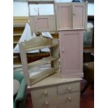 White painted Victorian pine chest of two long and two short drawers with turned wooden knobs, 85