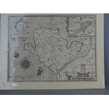 JOHN SPEED map of Anglesey, double page engraving, uncoloured and unframed, sellers Thomas Bassett