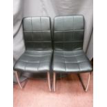 Pair of soft leather effect and chrome side chairs