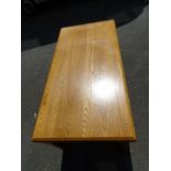 Good Victorian style oak top with pine base dining table, the rectangular top over block and