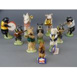 Ten Beswick 'Pig Band' figures