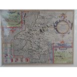 JOHN SPEED map of 'Penbrokshyre', unframed coloured double page engraving, sellers Sudbury &