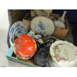 Victorian tongue dish on stand with other mixed pottery and porcelain items