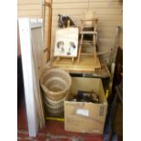 Mixed parcel of vintage and later artist's easels, a work table and one other, a four fold