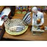 Staffs pottery hen on nest and a Doulton figurine 'Thanks Doc' HN2731 (second)