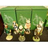 Six boxed Beswick figurines including 'Gentleman & Lady Pig', 'Gardener Rabbit', 'Fisherman