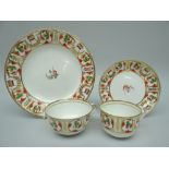 A SWANSEA PORCELAIN FOUR PIECE PART SET in Empire style with foliate decoration in gilding, rust-red