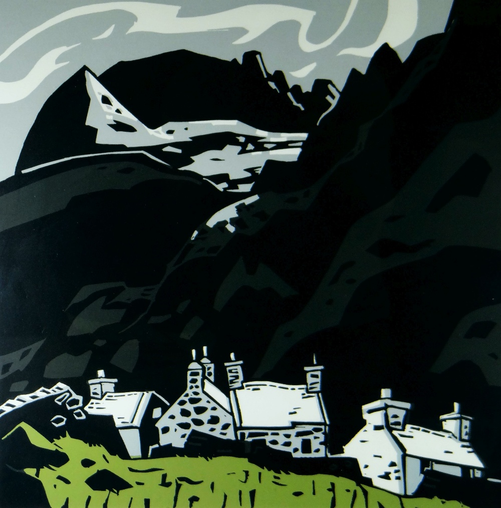 SIR KYFFIN WILLIAMS RA limited edition (38/100) linocut - entitled 'Gwastadnant', signed, 55 x